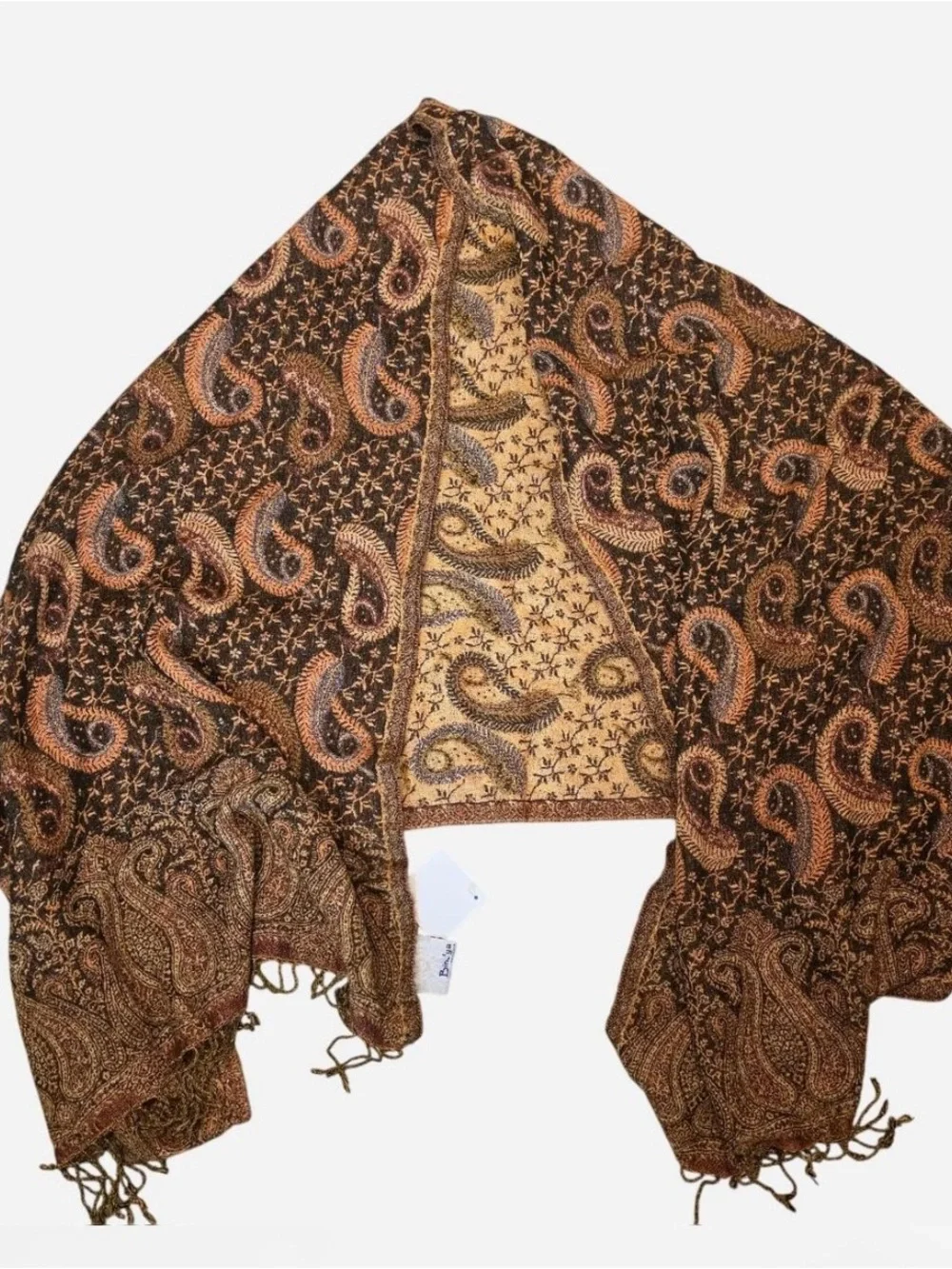 NWT Bindya New York Reversible Paisley Pashmina Shawl Scarf